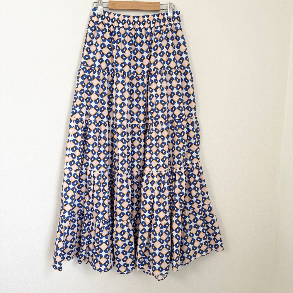 ZARA Geometric Print Maxi Skirt Women’s Size S Pockets Summer Vacation - Picture 6 of 12